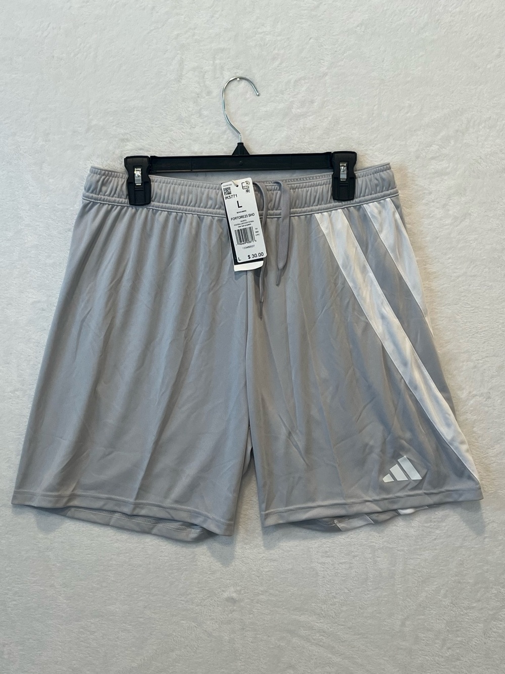 Adidas FORTORE 23 Shorts Gray & White Men’s Size Large NWT